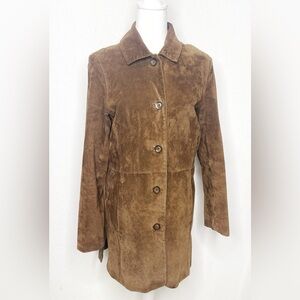 Vintage Cherokee Women’s Brown Tan Suede Leather Jacket Button Front